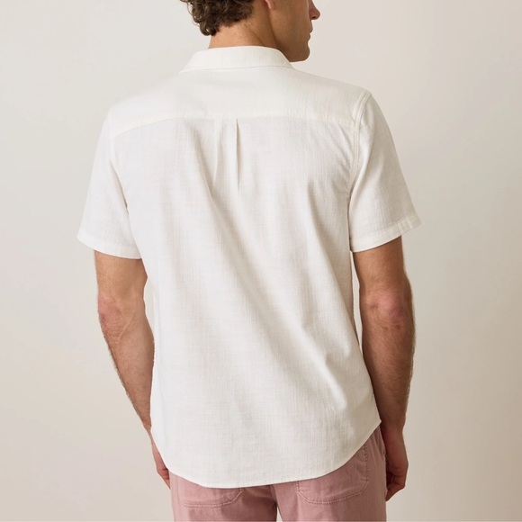 Marine Layer Men's  Stretch Selvage Short Sleeve Shirt White Button Up Marge - Picture 3 of 13